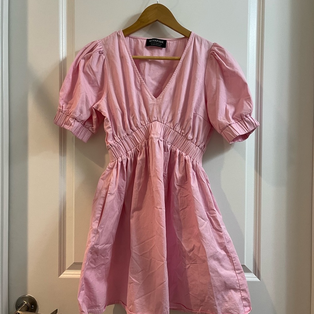 MINKPINK Light Pink V-Neck Dress